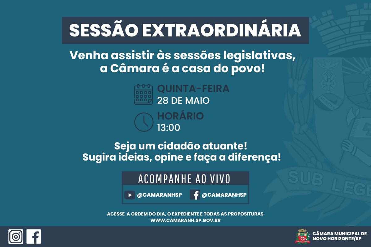 Legislativo realiza sessão extraordinária na quinta-feira
