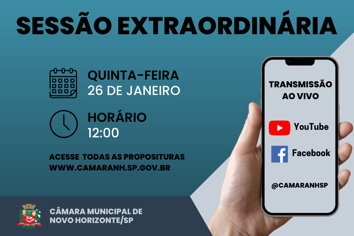 Legislativo realiza sessão extraordinária na quinta-feira