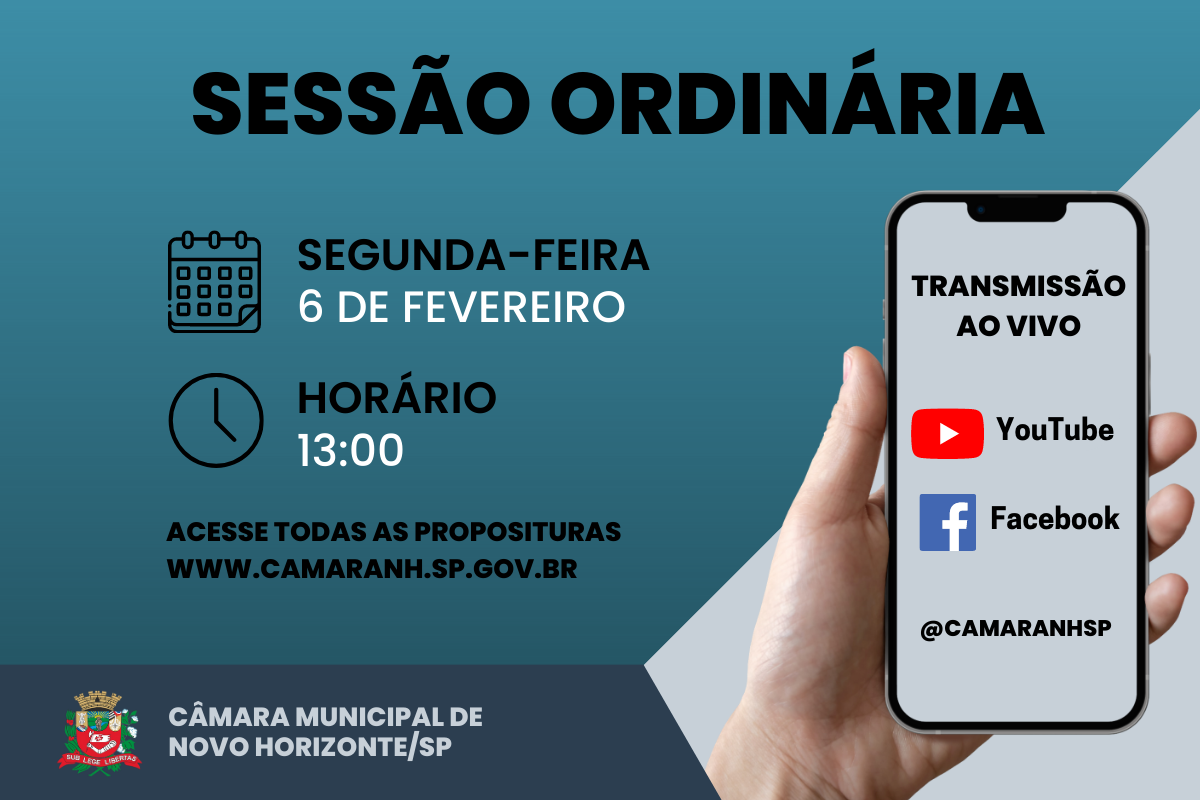 Confira a pauta da sessão ordinária de segunda-feira