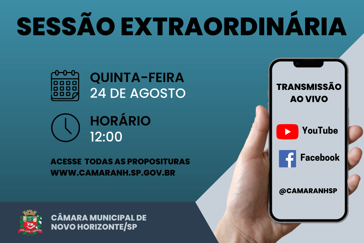 Legislativo realiza sessão extraordinária na quinta-feira