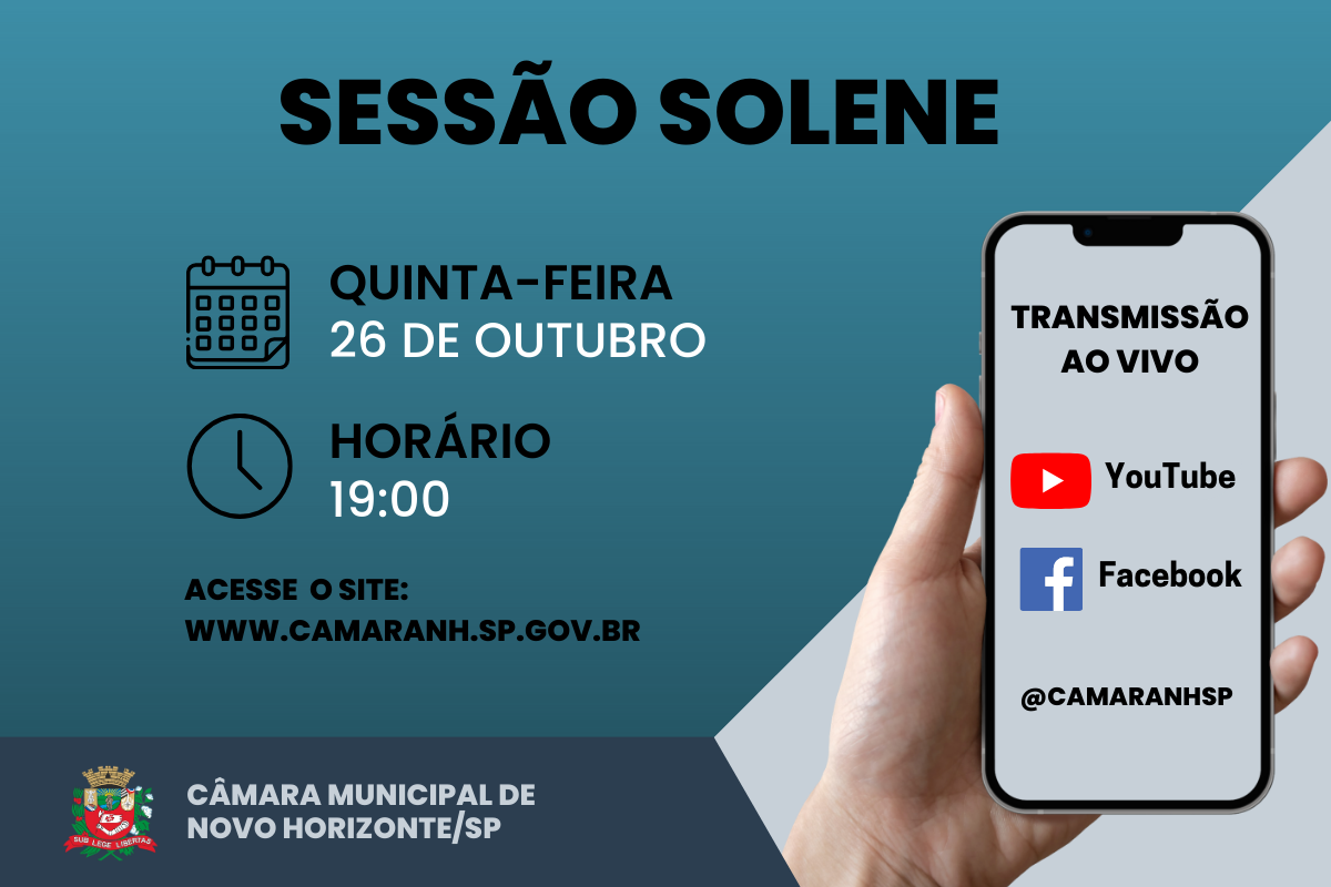 Câmara realiza Sessão Solene para entrega de honrarias dia 26 de outubro