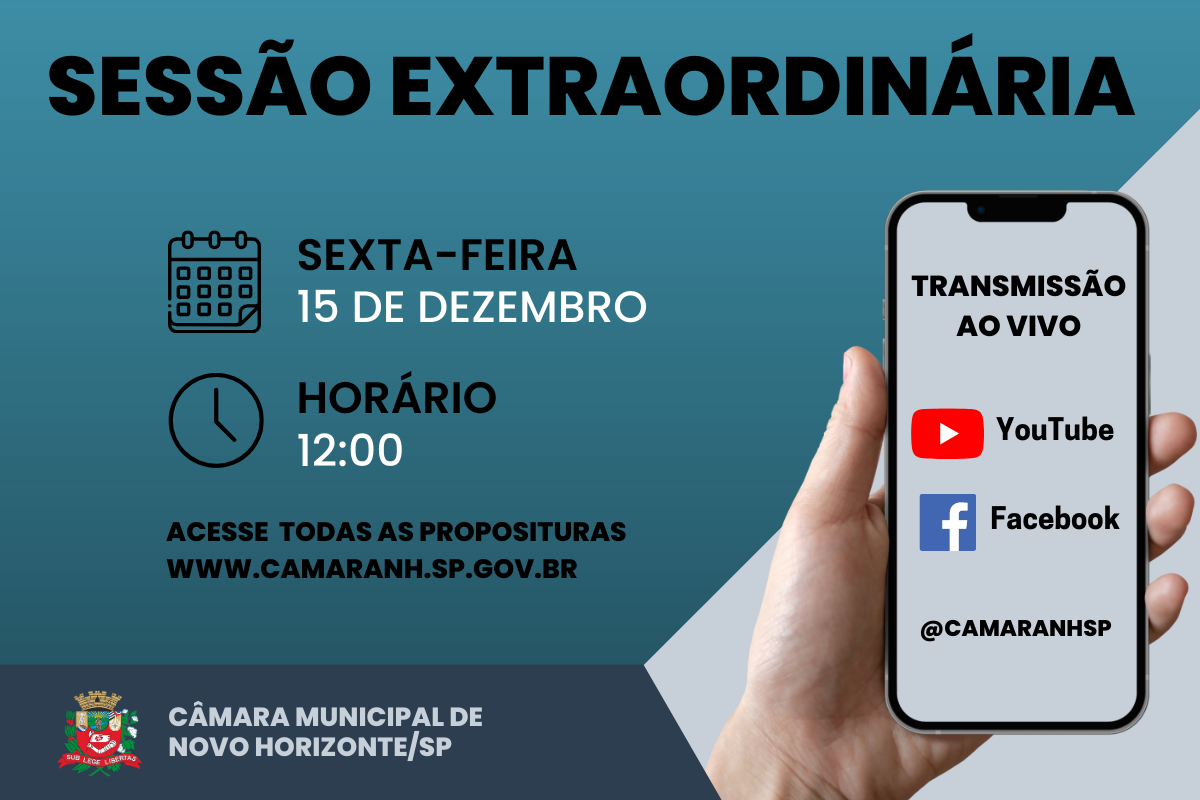 Legislativo realiza sessão extraordinária na sexta-feira