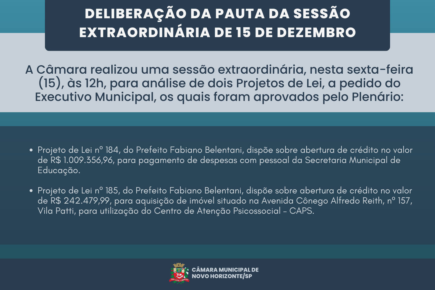 Confira a deliberação da pauta da sessão extraordinária desta sexta-feira