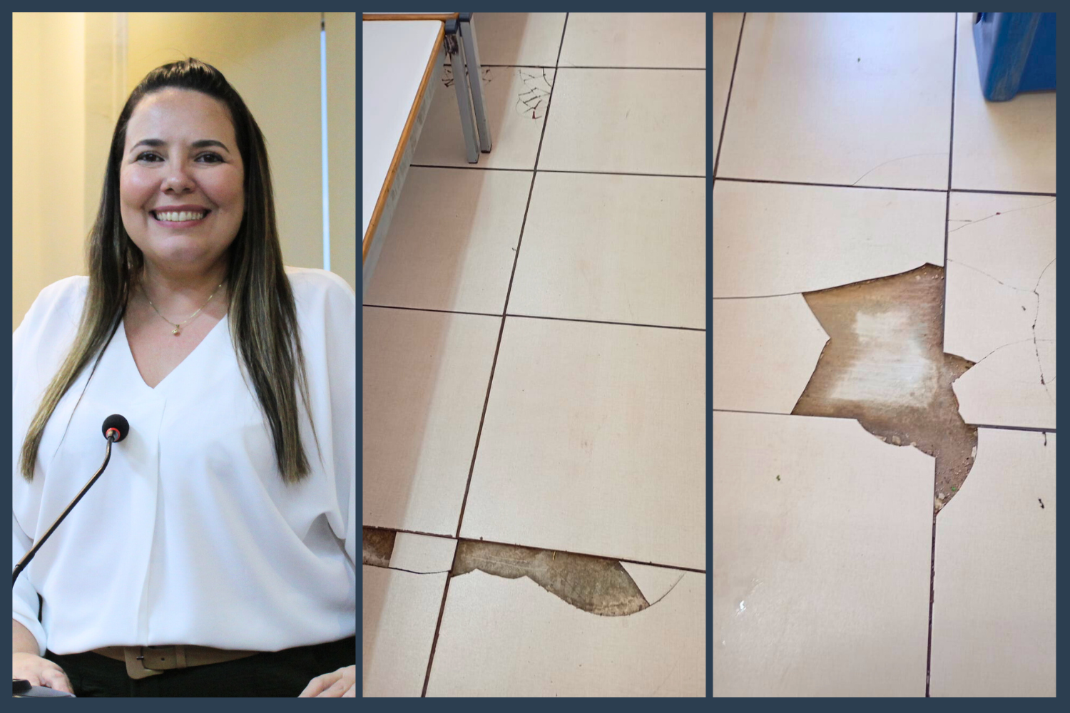 Vereadora Paula Reami solicita ao Prefeito Fabiano Belentani reforma do piso do refeitório do CME "Prof.ª Salete Aparecida Laude" - Pedagógico