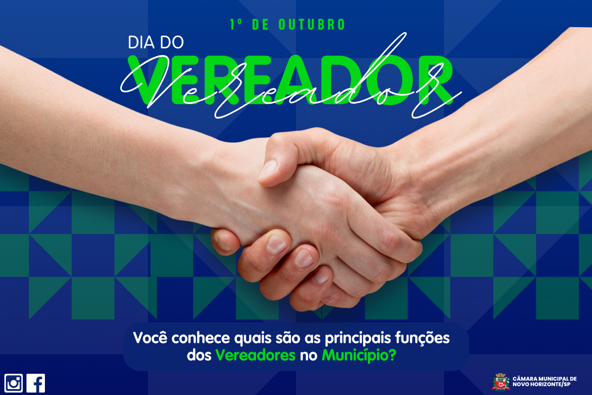 Dia 1º de outubro: Dia do Vereador