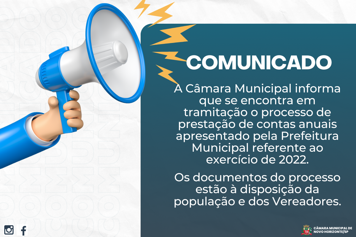 Prestação de contas da Prefeitura Municipal analisada pelo Tribunal de Contas referente ao exercício de 2022 está em tramitação na Câmara
