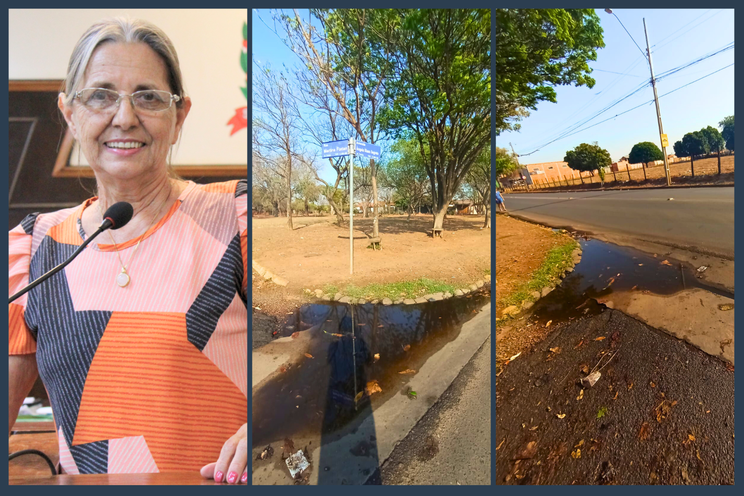 Vereadora Sônia Canato solicita ao Executivo Municipal restauração de passagem de águas pluviais no cruzamento de vias no Jardim Falcão 