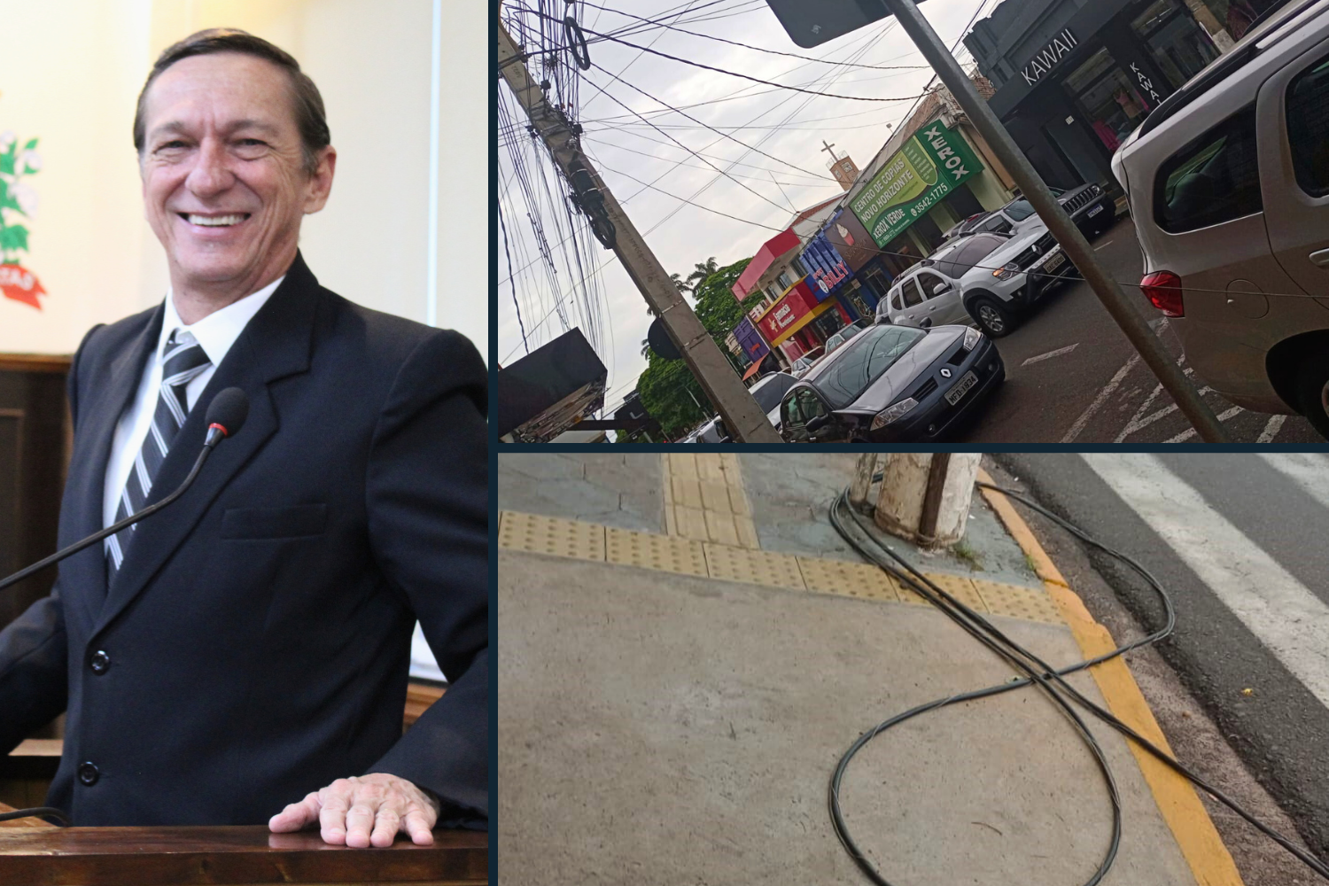 Vereador Vasquinho solicita ao Executivo Municipal providências com relação a fios caídos sobre calçadas 