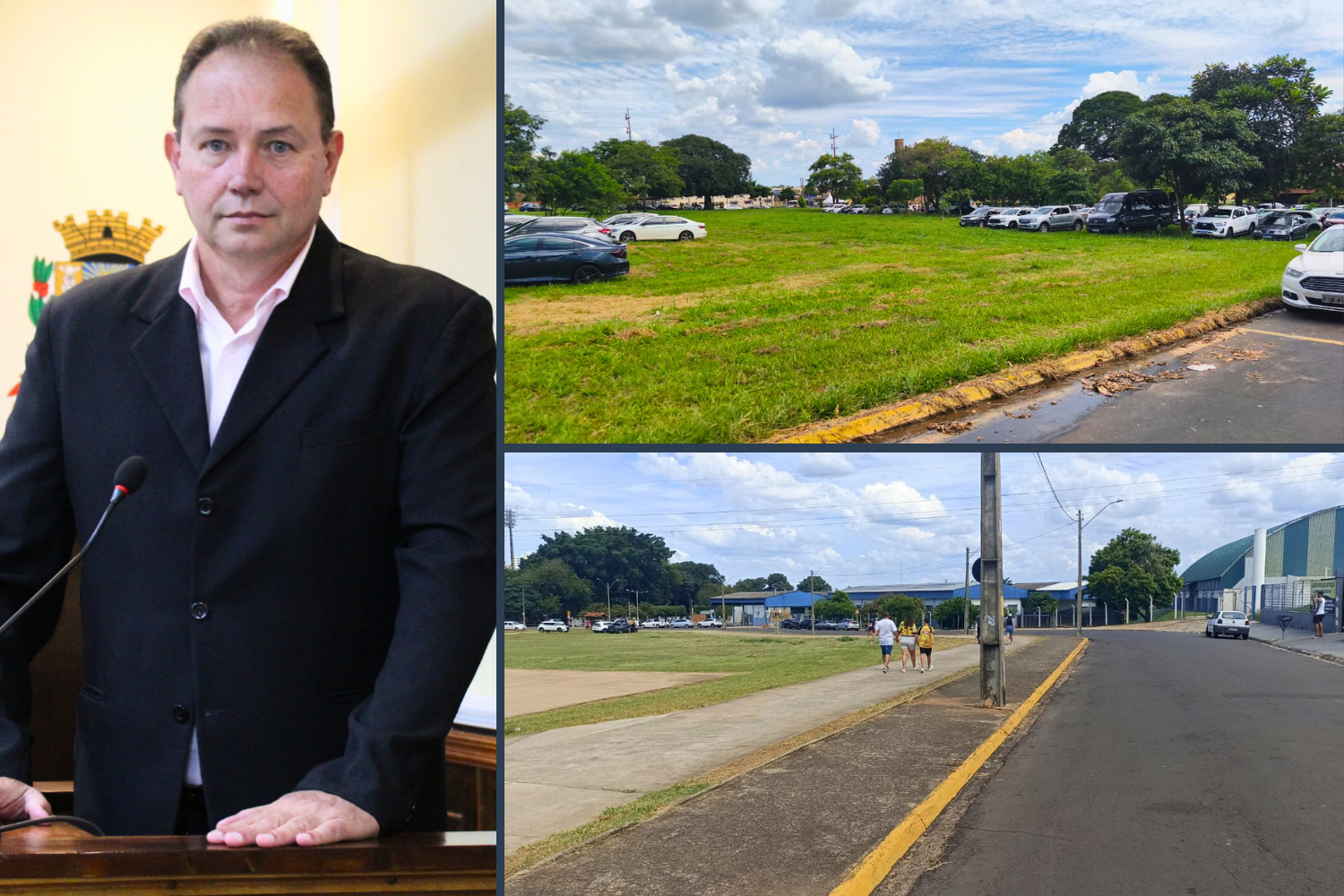 Vereador Policial Miron solicita ao Executivo Municipal ações com relação a estacionamento de veículos e instalação de lombofaixa em via pública em frente à Lagoa Municipal