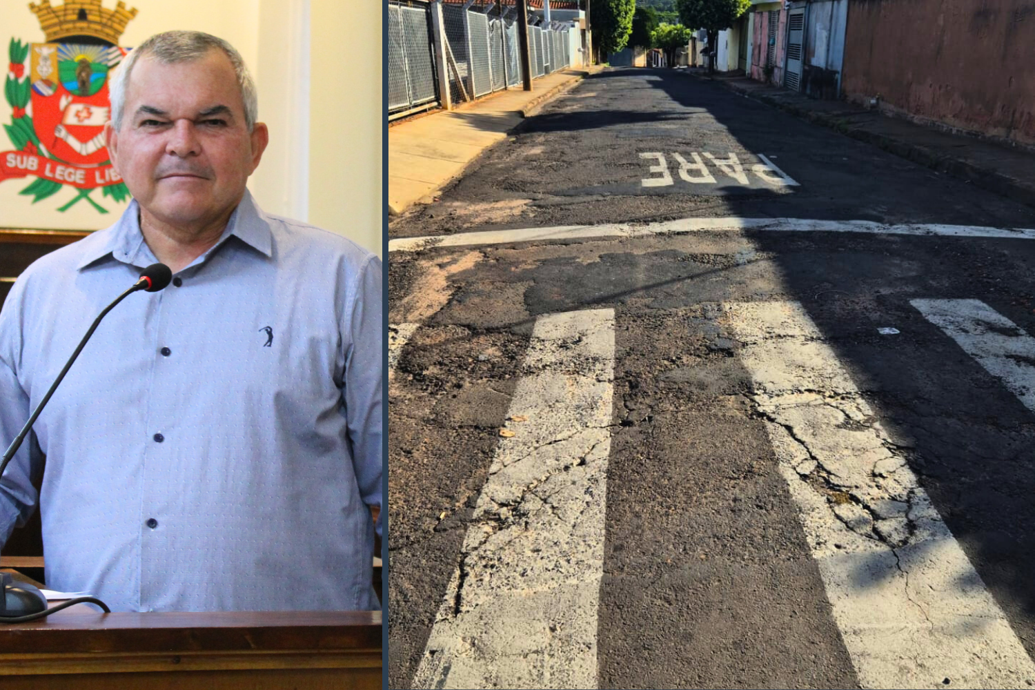 Vereador Leandro Nacimbeni solicita ao Executivo Municipal recapeamento da Rua Rui Barbosa no Jardim das Acácias