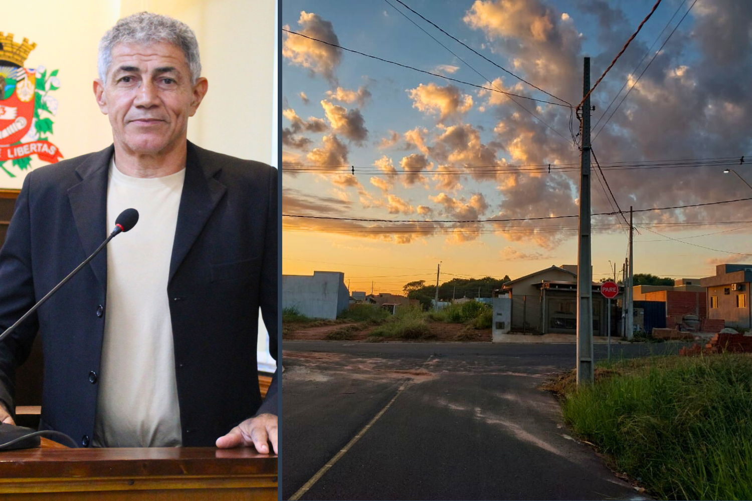 Vereador Carlinhos do Cota solicita ao Executivo Municipal braço com iluminação em poste na Rua Cabo PM Celso Luiz de Carvalho no Residencial Viva Mais II