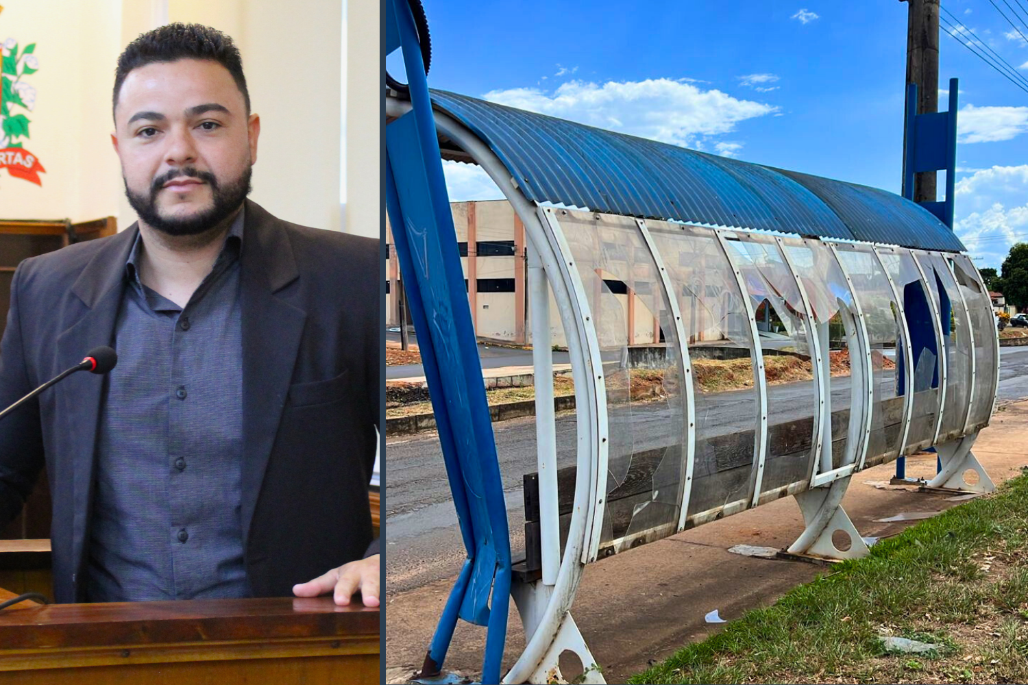 Vereador Alan Cosme solicita ao Executivo Municipal reforma do ponto de ônibus no Jardim América
