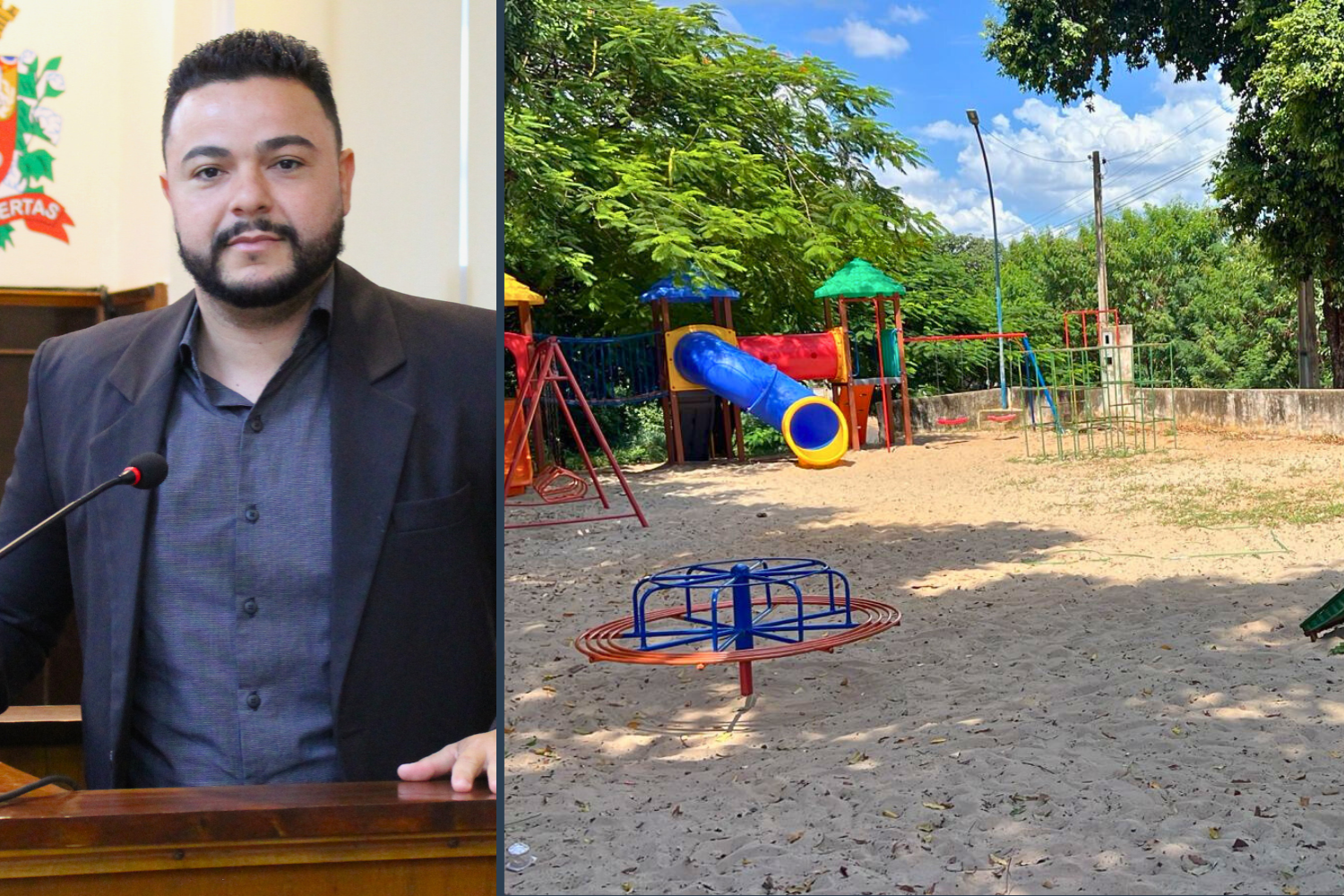 Vereador Alan Cosme solicita ao Executivo Municipal limpeza da areia do parquinho no Parque Vila Real