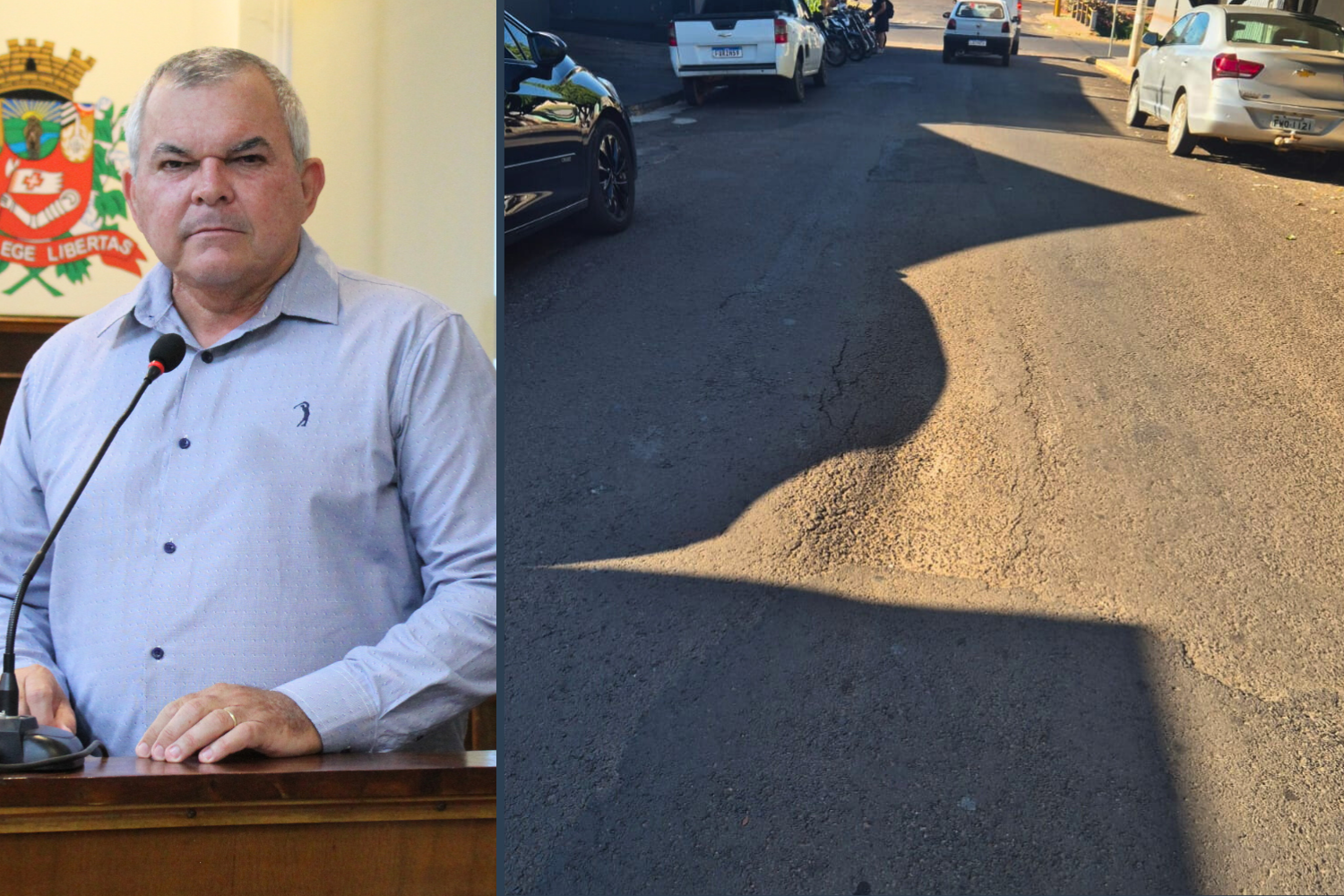 Vereador Leandro Nacimbeni solicita à Sabesp reparo em trecho do asfalto da Rua Prudente de Moraes no Centro