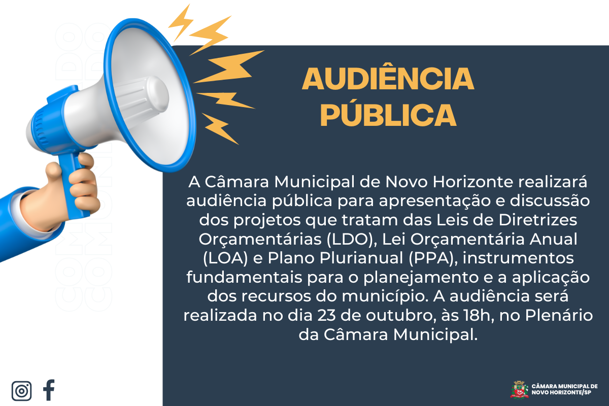 Câmara realiza audiência sobre LDO, LOA e PPA